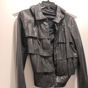 Diane Von Fursentberg leather coat size P